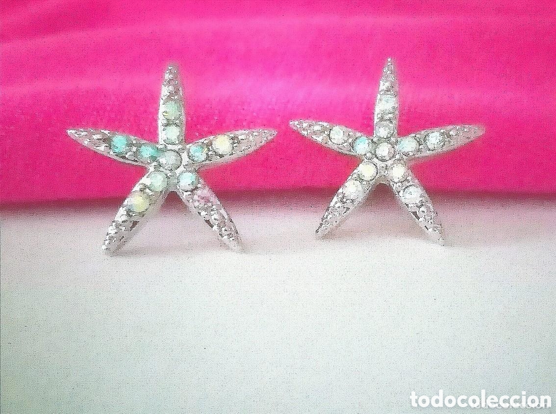 Joalharia: Originales pendientes de bot&oacute;n estrella de mar plateados con tachuelas brillantes arcoiris 1,6cm...