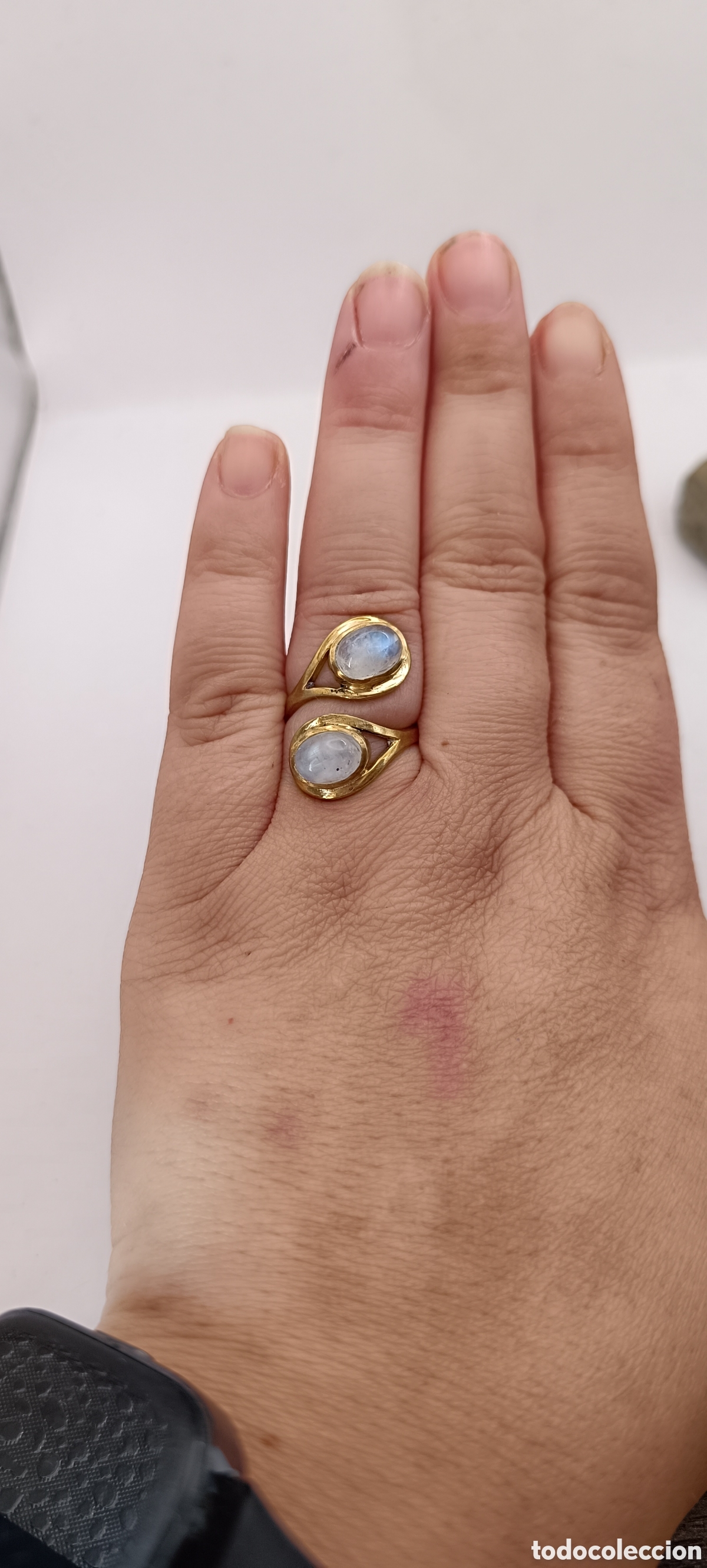 Joyeria: Anillo Doble de Piedra Luna de Bronce - Foto 2