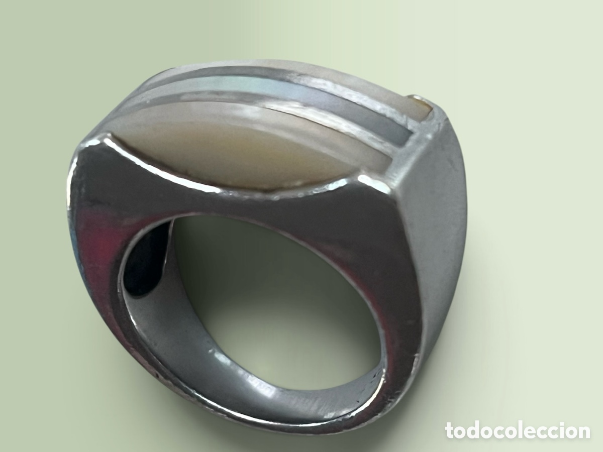 Joyeria: Anillo de plata de ley y n&aacute;car,vintage - Foto 4