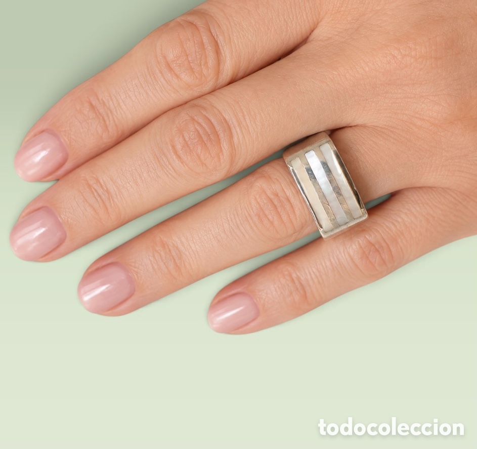Joyeria: Anillo de plata de ley y n&aacute;car,vintage