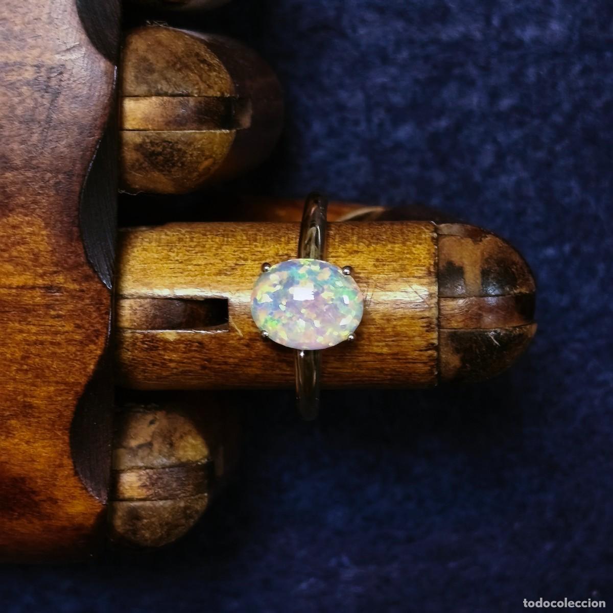 Joyeria: ANILLO DE ALPACA DORADA CON OPALO - Foto 2