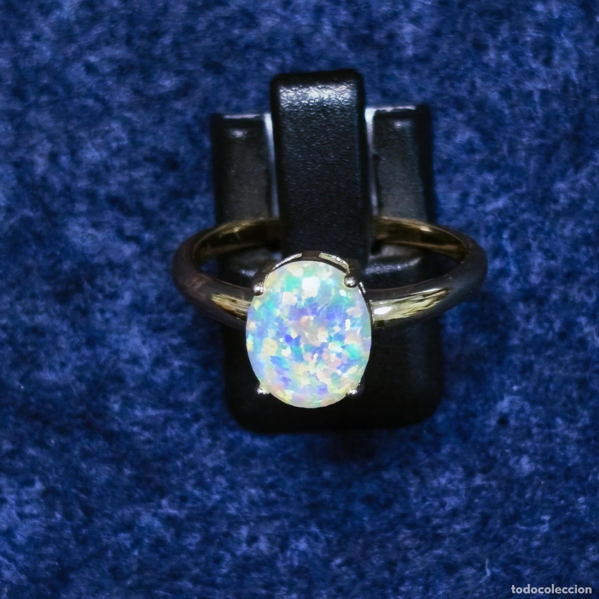 Joyeria: ANILLO DE ALPACA DORADA CON OPALO - Foto 4