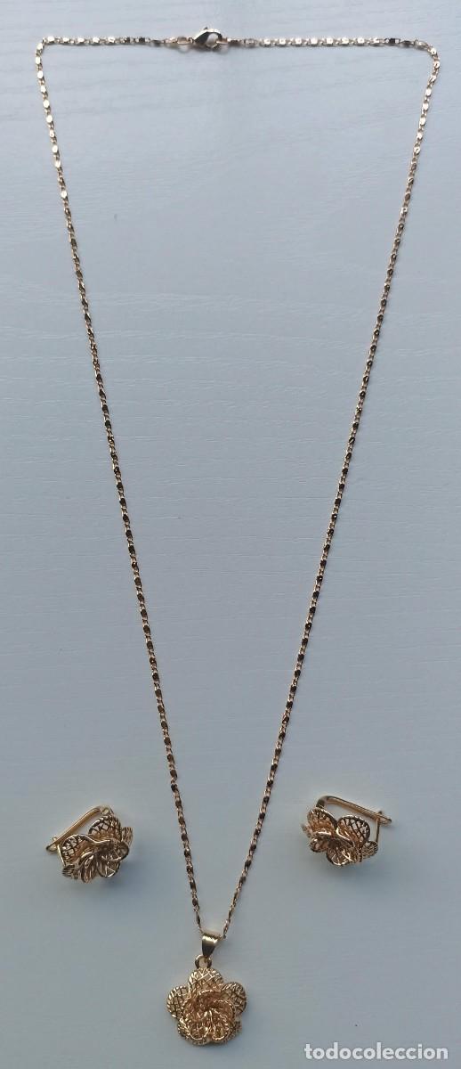 Joaillerie: Conjunto cadena, colgante y pendientes en forma de flor (joyer&iacute;a)