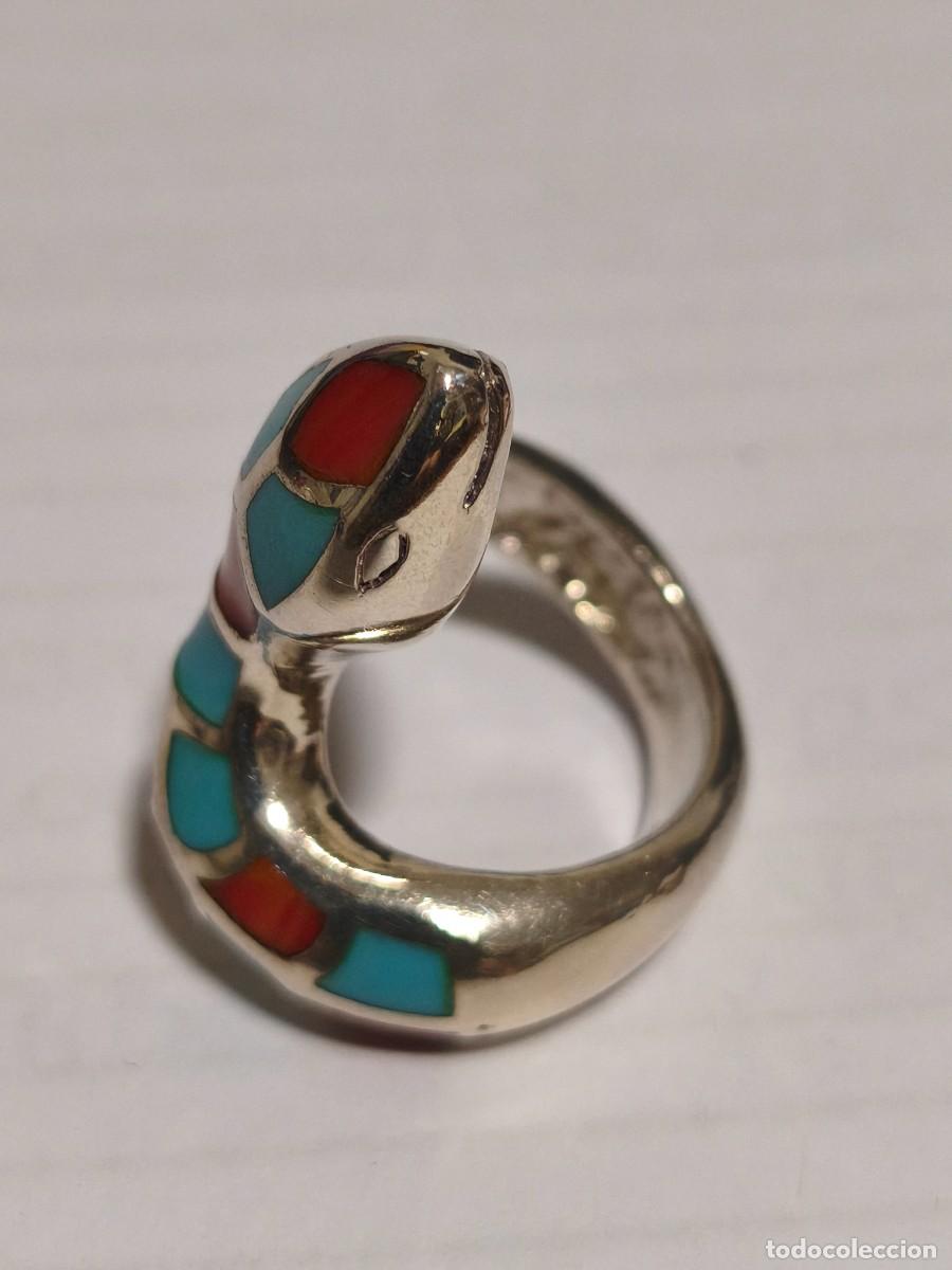 Joyeria: Anillo de plata de Ley 925 mm. en forma de serpiente con esmalte (NUEVO) - Foto 2