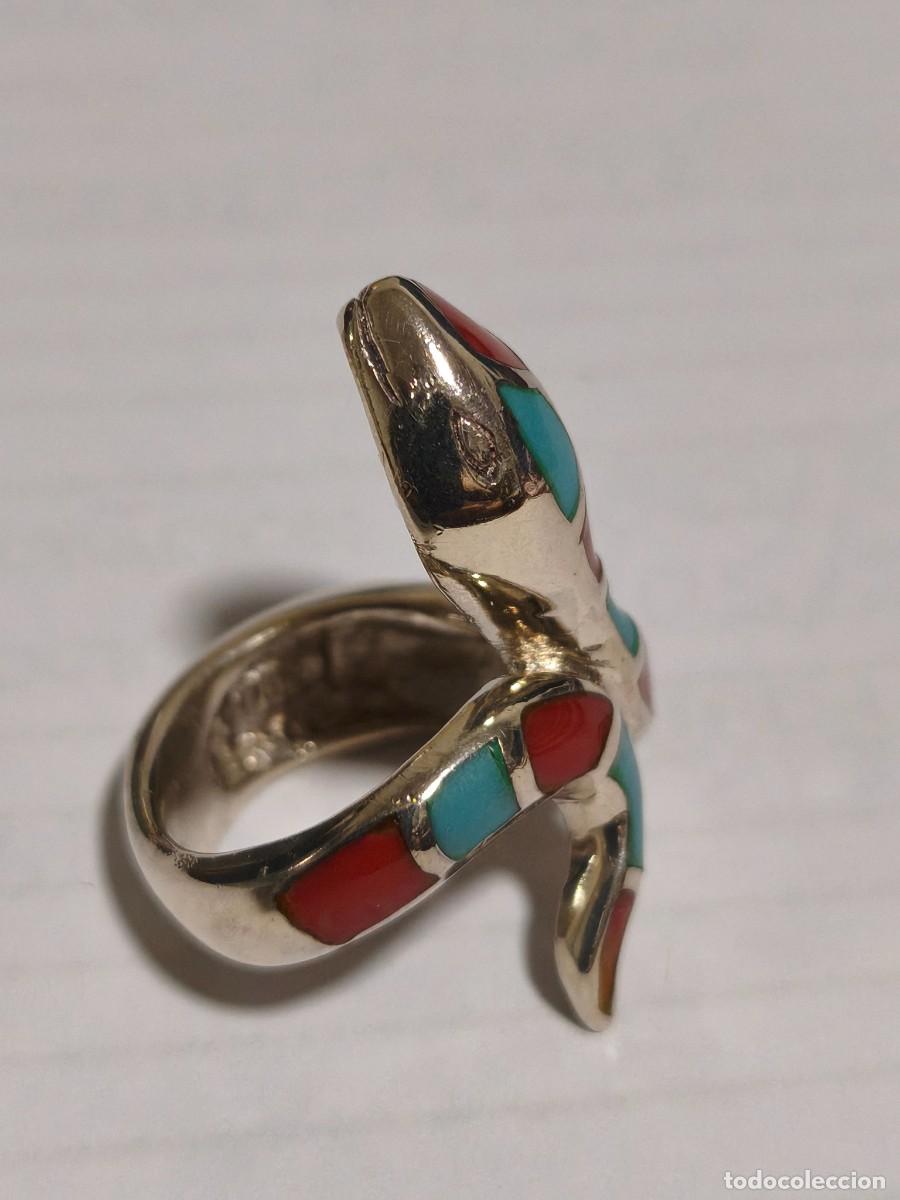 Joyeria: Anillo de plata de Ley 925 mm. en forma de serpiente con esmalte (NUEVO) - Foto 4