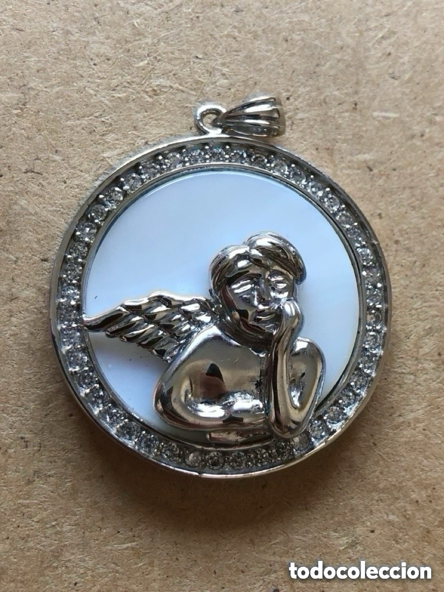 Joaillerie: Colgante angelito plata de ley, nacar y circonitas (A5)