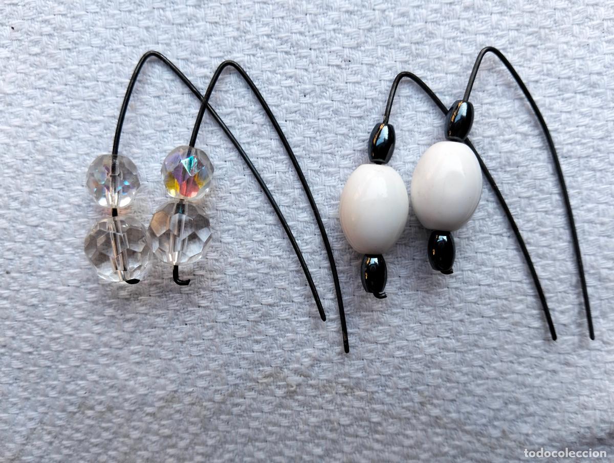 Joaillerie: Lote pendientes de piedra mineral natural color blanco cierre plata de ley sinergia energ&iacute;a