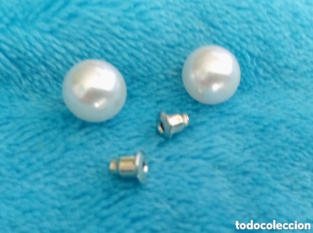 Schmuck: Originales pendientes de bot&oacute;n simil perla. Perlas sint&eacute;ticas blancas 1cm di&aacute;m. Muy bonitos