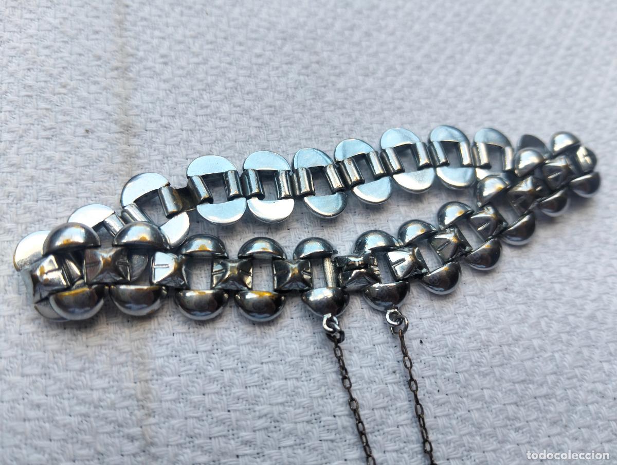 Joyeria: Pulsera vintage de metal color plateado y cadenita hombre o mujer bisuter&iacute;a a&ntilde;os 60-70