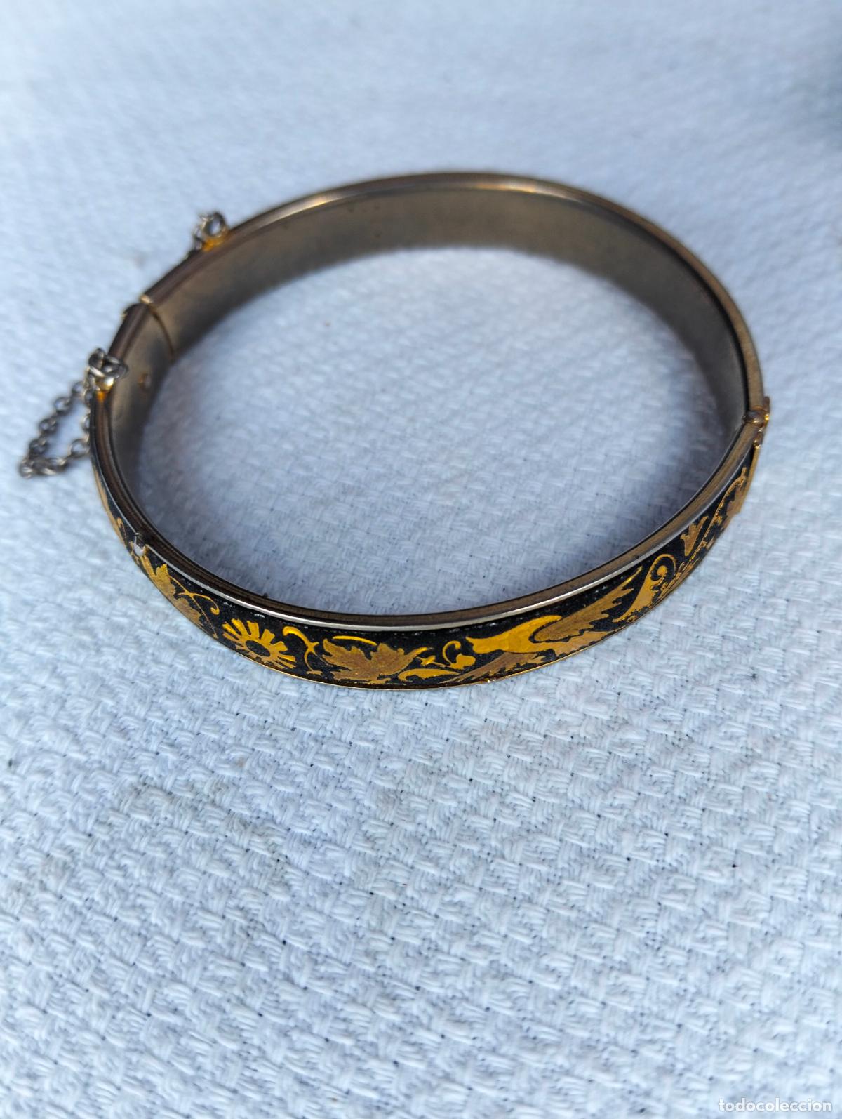 Joyeria: Pulsera esclava vintage de metal color dorado y negro estilo steampunk bisuter&iacute;a antigua a&ntilde;os 50-60