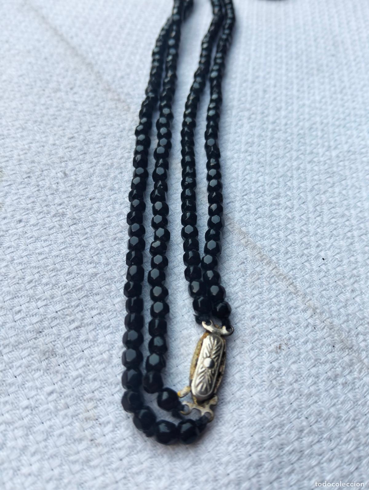 Joalharia: Collar antiguo de cuentas de azabache o de cristales negros de gala elegante a&ntilde;os 40-50