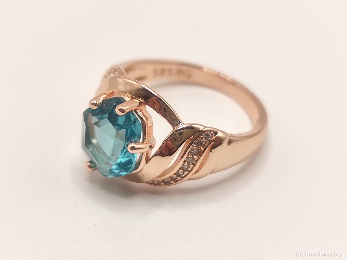Joyeria: Precioso anillo en oro de 14k con topacio azul - Foto 2