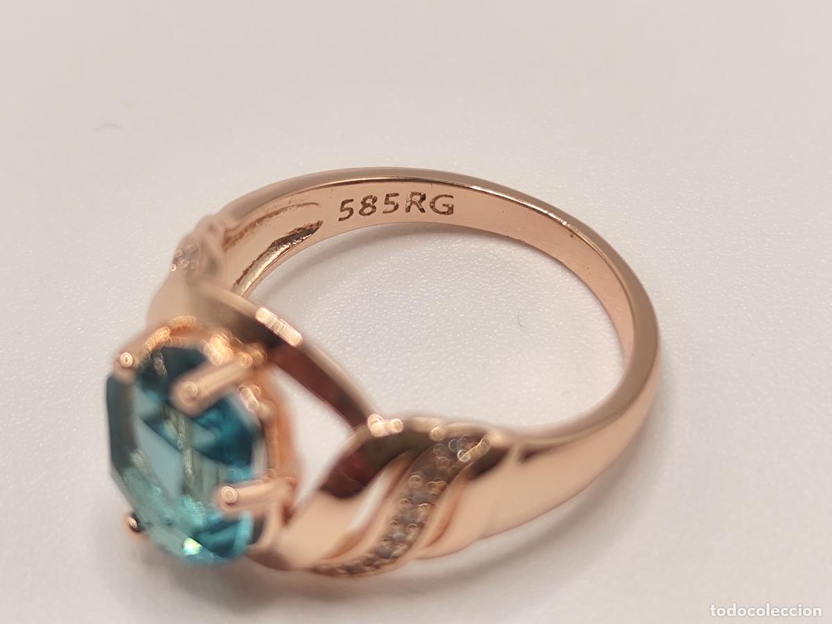 Joyeria: Precioso anillo en oro de 14k con topacio azul - Foto 3