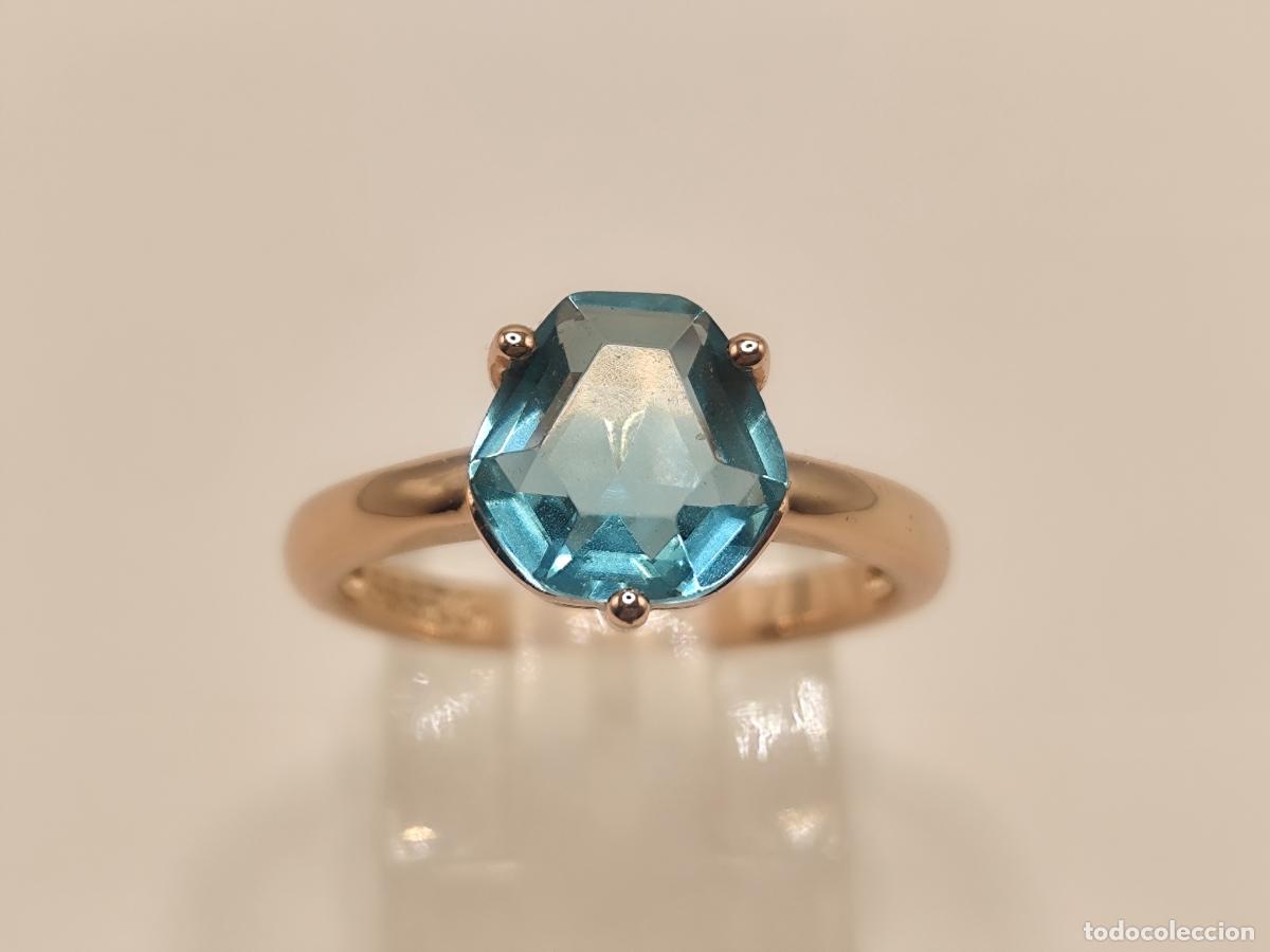 Gioielleria: Precioso anillo en oro de 14k con topacio azul