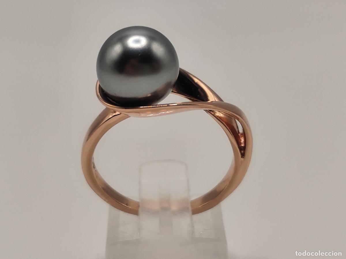 Schmuck: Elegante anillo en oro de 14k con perla gris