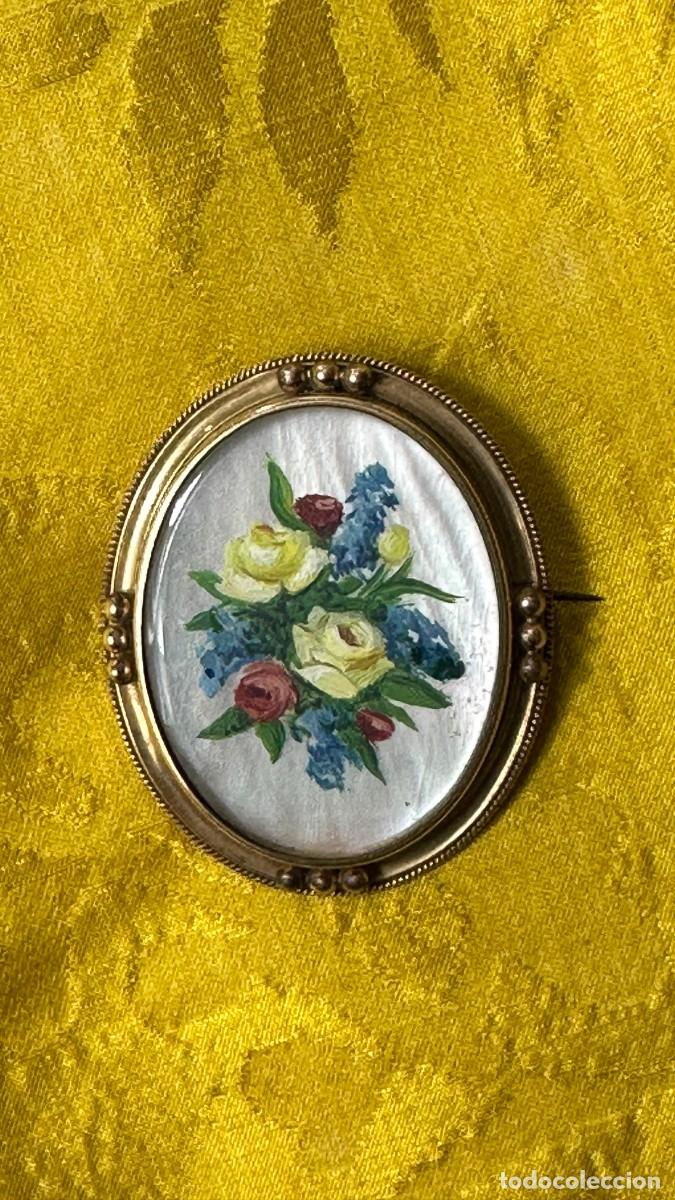 Joyeria: Antiguo broche con flores