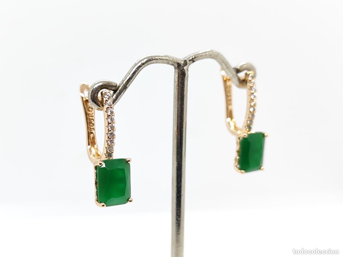 Joyeria: Preciosos pendientes en oro de 14k con esmeraldas - Foto 2