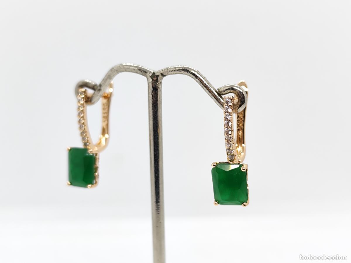Joyeria: Preciosos pendientes en oro de 14k con esmeraldas - Foto 3