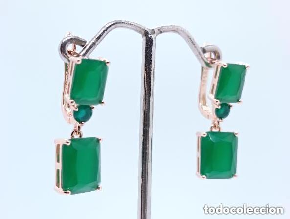 Gioielleria: Hermosos pendientes en oro de 14k estilo art deco con esmeraldas