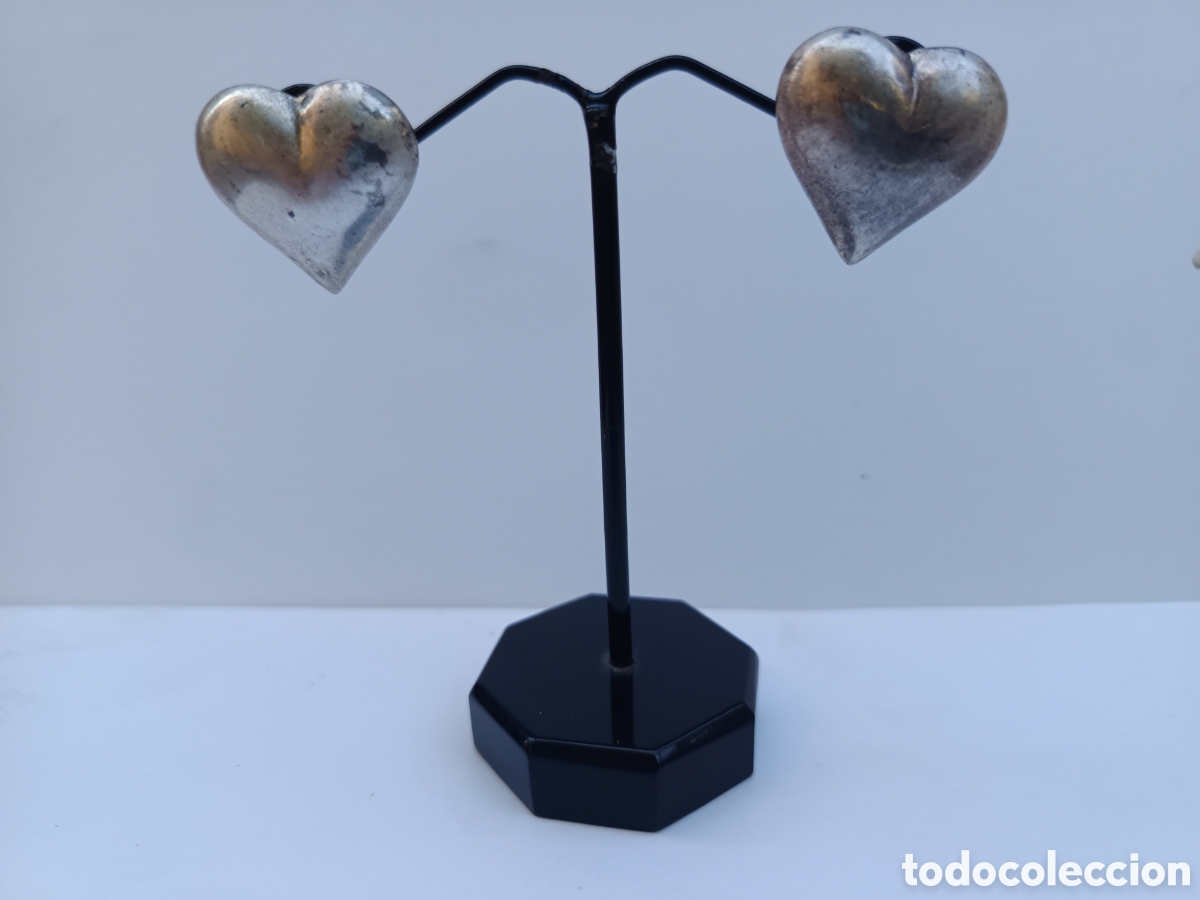 Joyeria: Originales pendientes coraz&oacute;n vintage Mexico a&ntilde;os 70s en plata Taxco