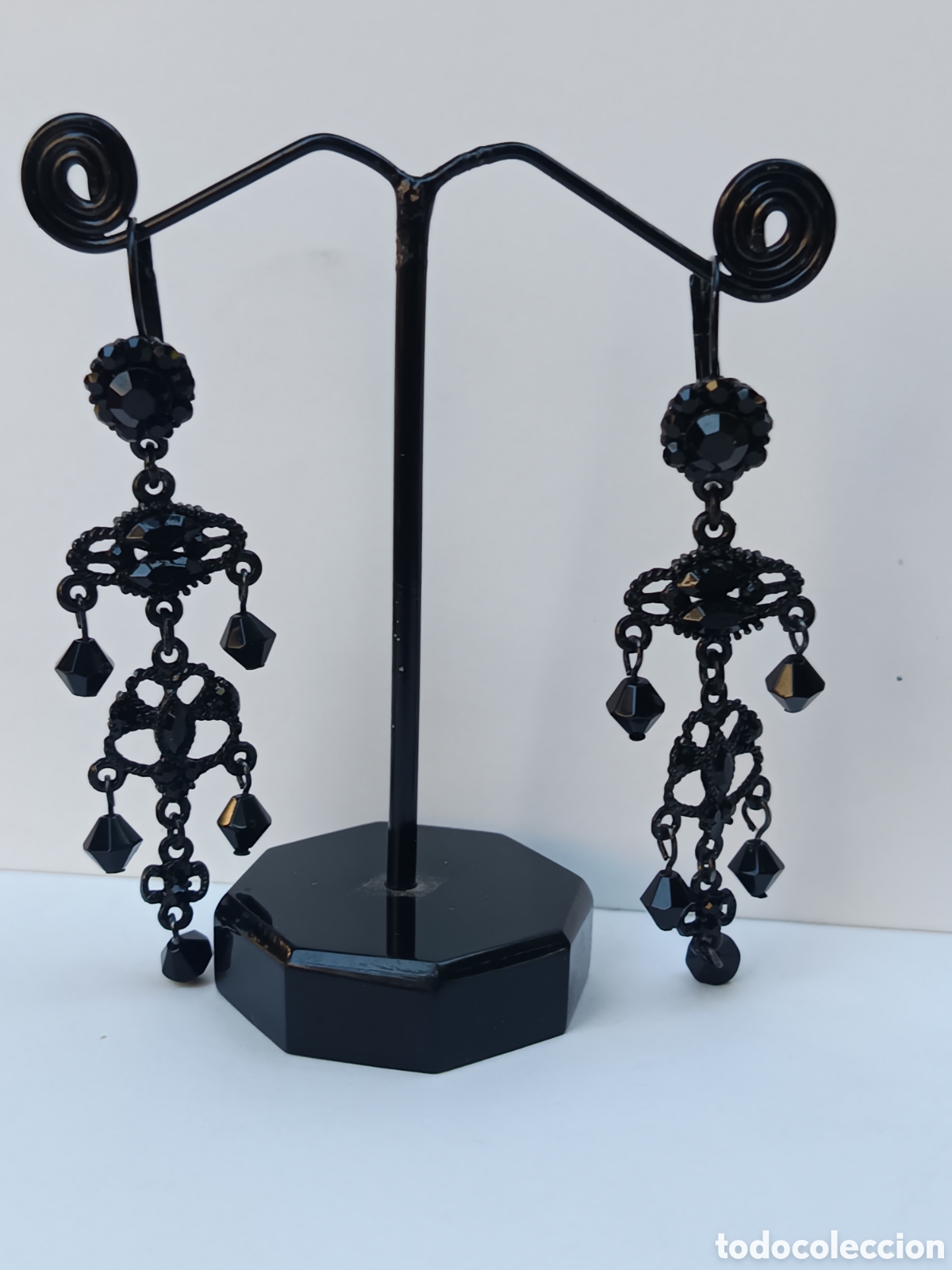 Joyeria: Pendientes cristal negro estilo vintage
