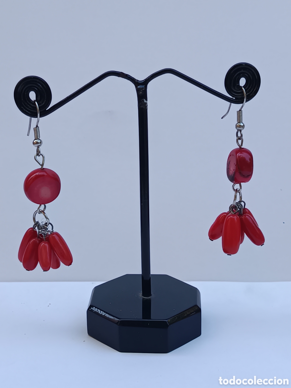 Joyeria: Pendientes de bello coral rojo reconstituido