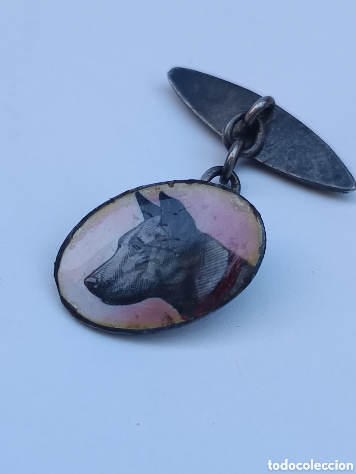 Joyeria: Antiguo gemelo Art Deco con doberman pieza historica