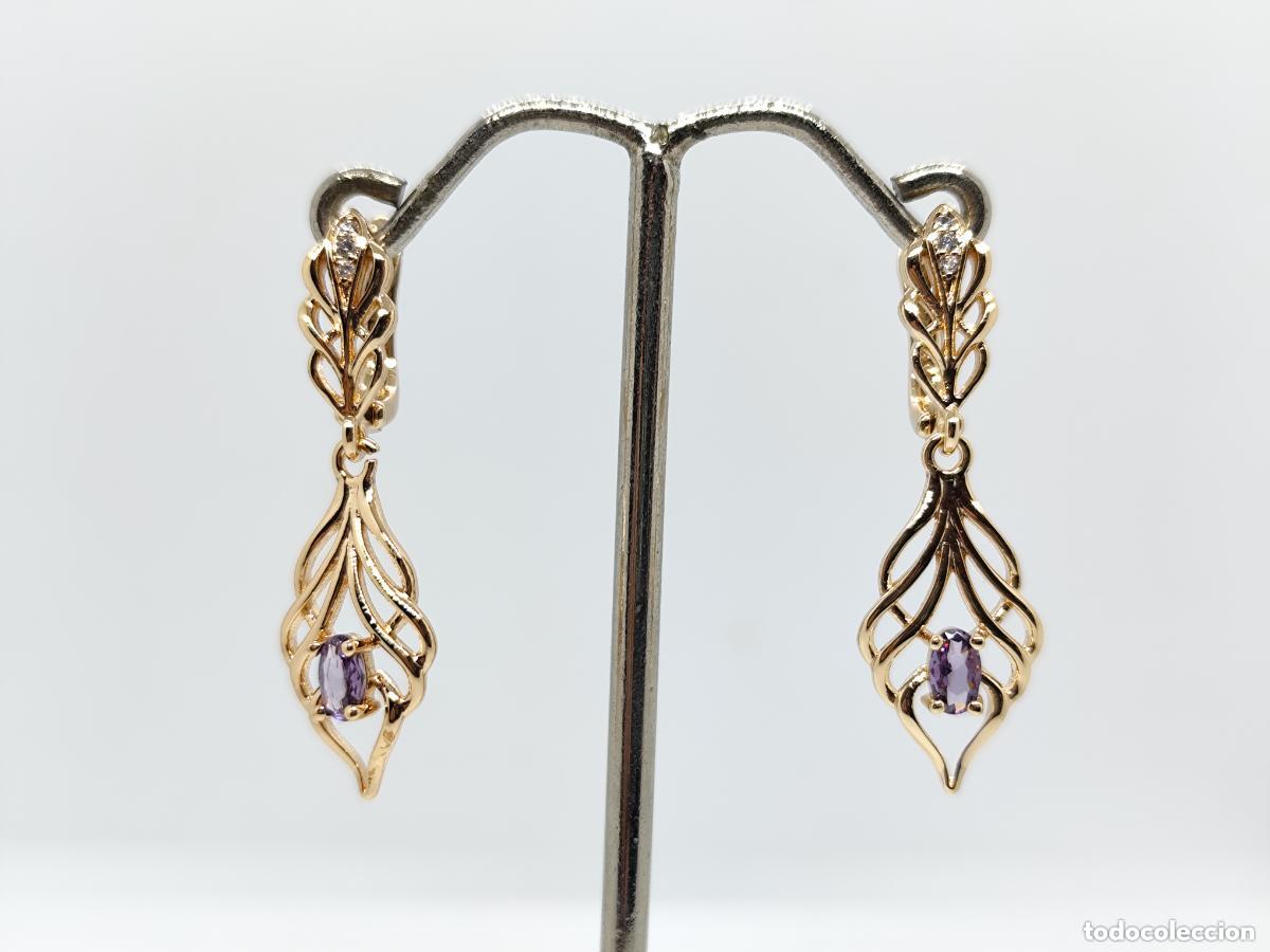 Gioielleria: Elegantes pendientes en oro de 14k con amatistas