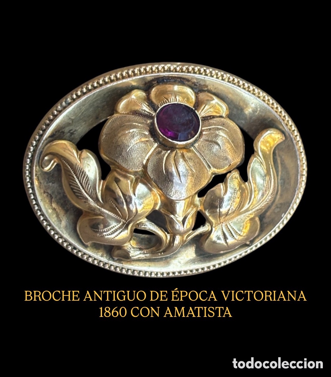 Gioielleria: BROCHE ANTIGUO DE &Eacute;POCA VICTORIANA CAMPANILLA 1860 CON AMATISTA
