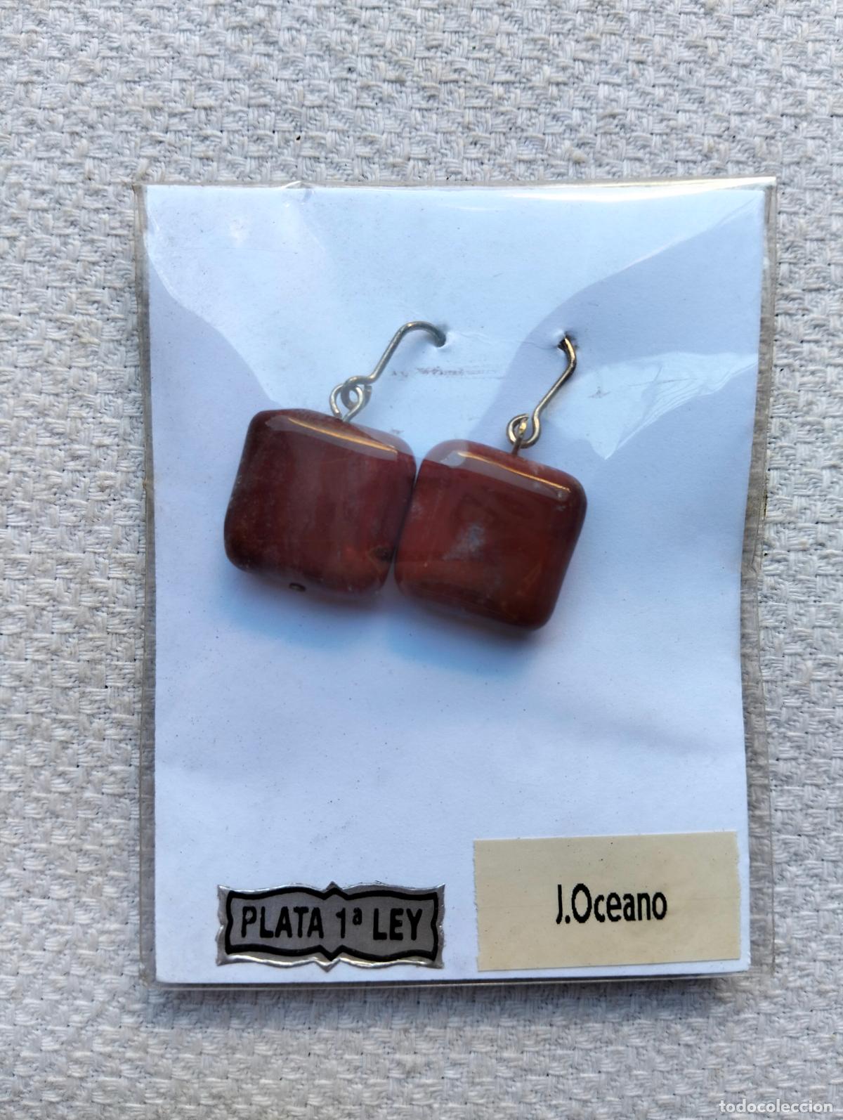 Gioielleria: Pendientes con piedra mineral natural mineralog&iacute;a energ&iacute;a plata 1a ley J Oceano
