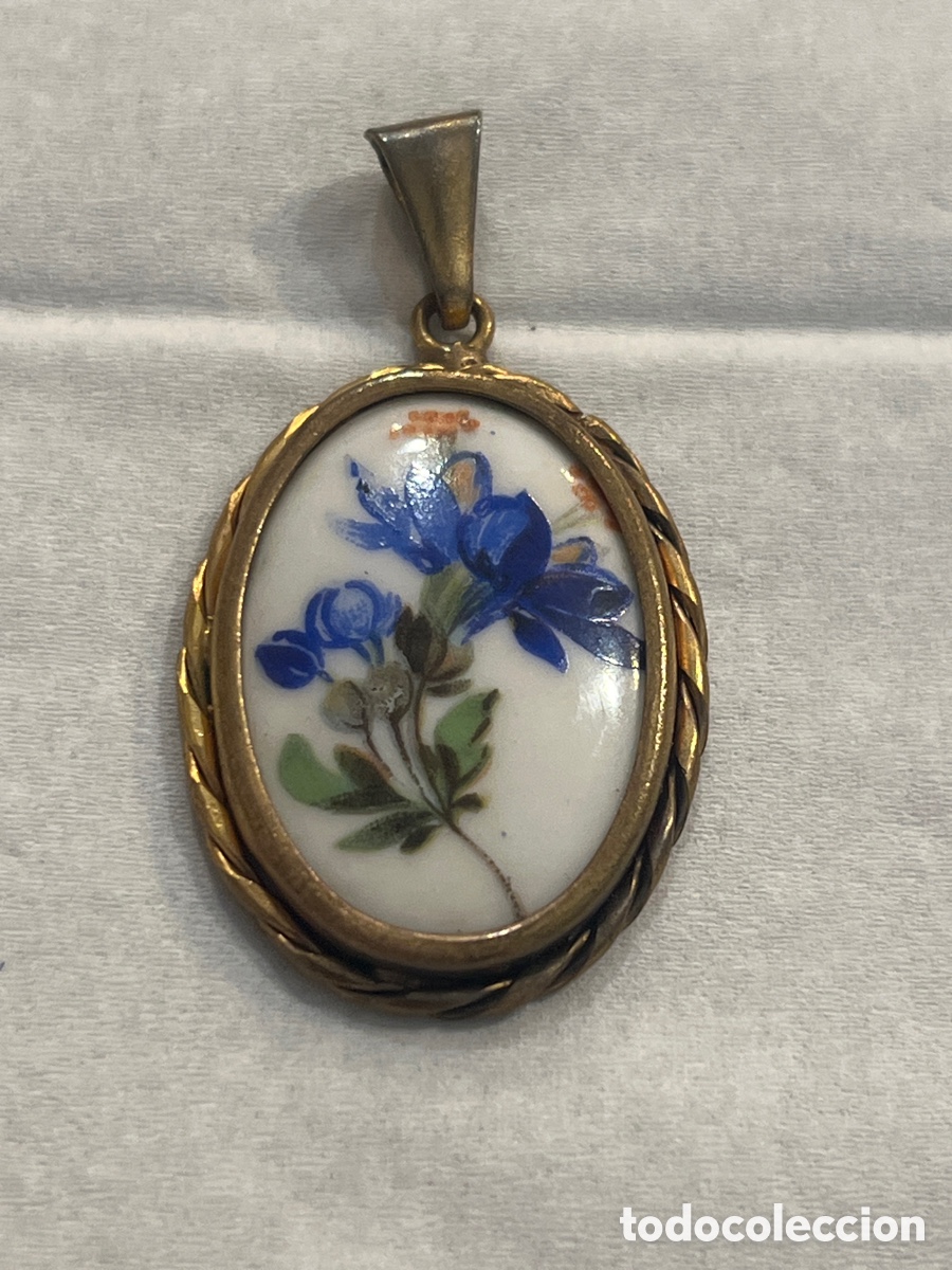 Joyeria: LIMOGES PAUL PASTAUD COLGANTE VINTAGE DE PORCELANA