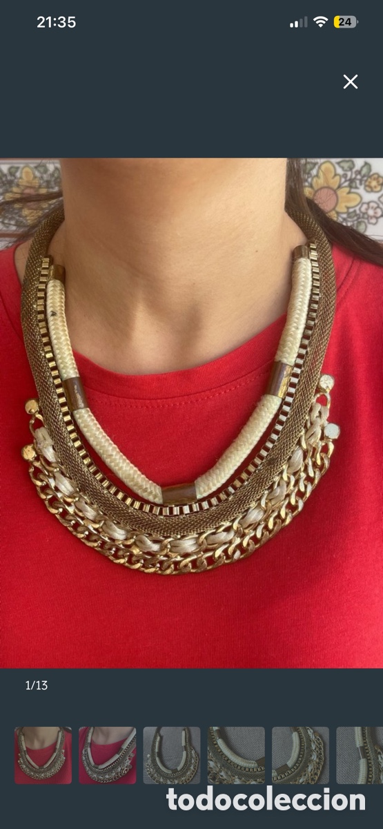 Joyeria: Collar statement multicadena dorado con cuerda - Foto 2