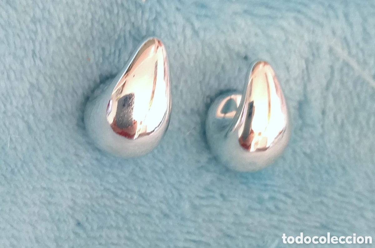 Joyeria: Originales pendientes aretes plateados, gota de agua 2cm. L. Muy bonitos