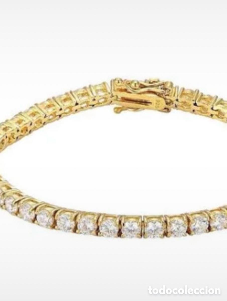 Gioielleria: Pulsera tenis dorada con circonitas redondas