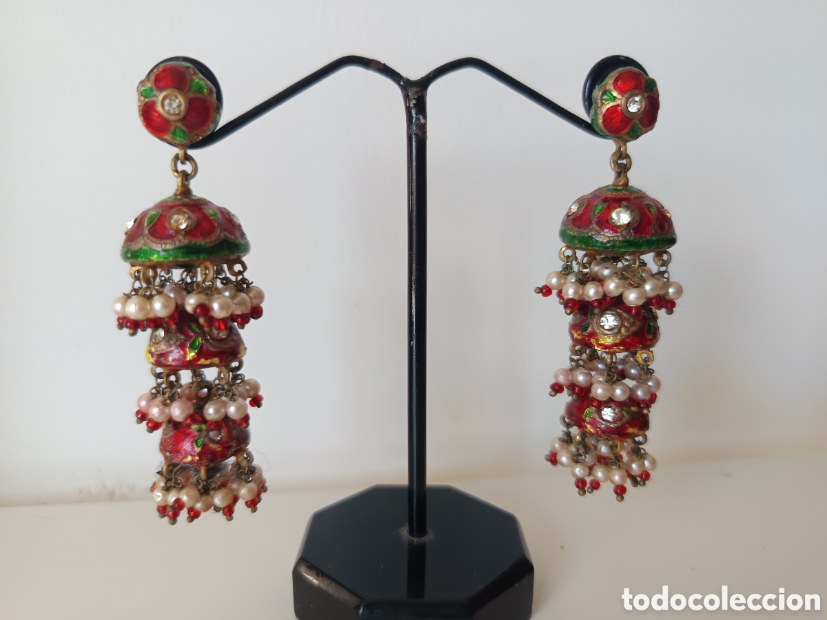 Joyeria: Pendientes vintage con perlitas y esmaltes estilo etnico - Foto 2