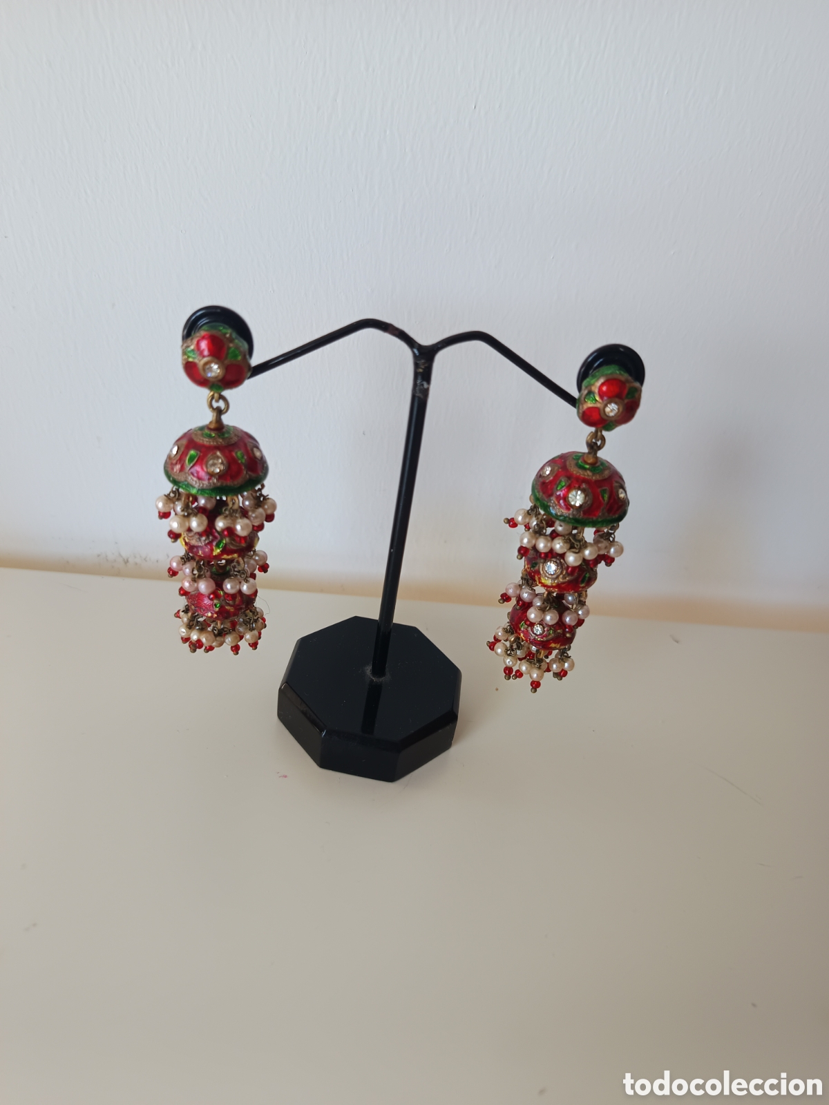 Joyeria: Pendientes vintage con perlitas y esmaltes estilo etnico - Foto 4