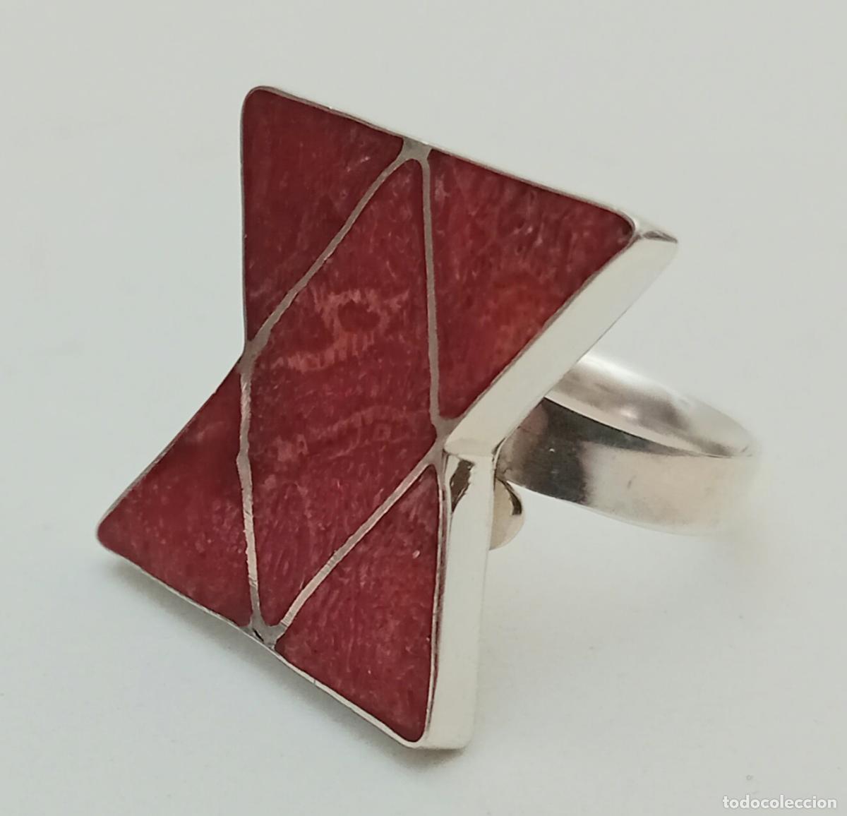 Gioielleria: ANILLO AJUSTABLE DE PLATA DE LEY CONTRASTADA Y CORAL. VER FOTOS Y DESCRIPCION