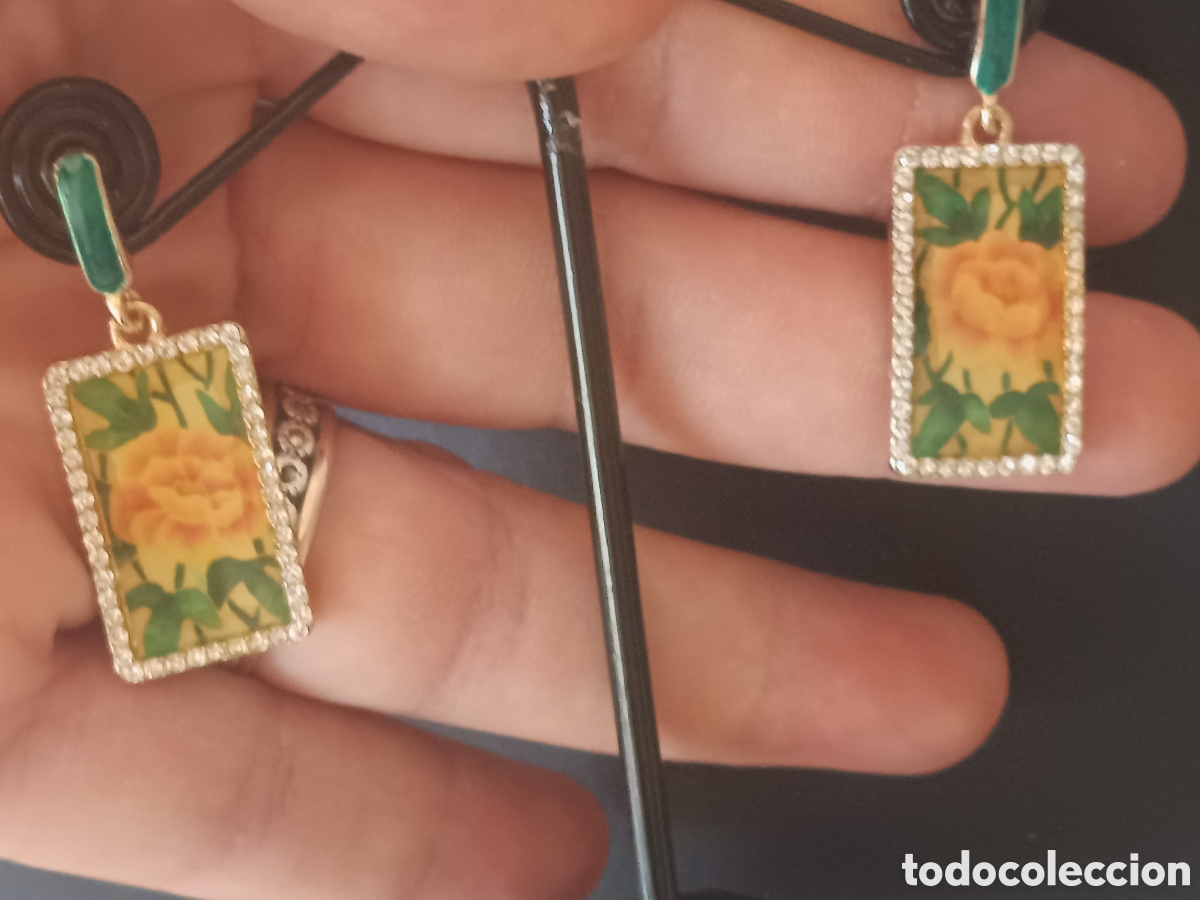 Joyeria: Pendientes esmaltados rosas
