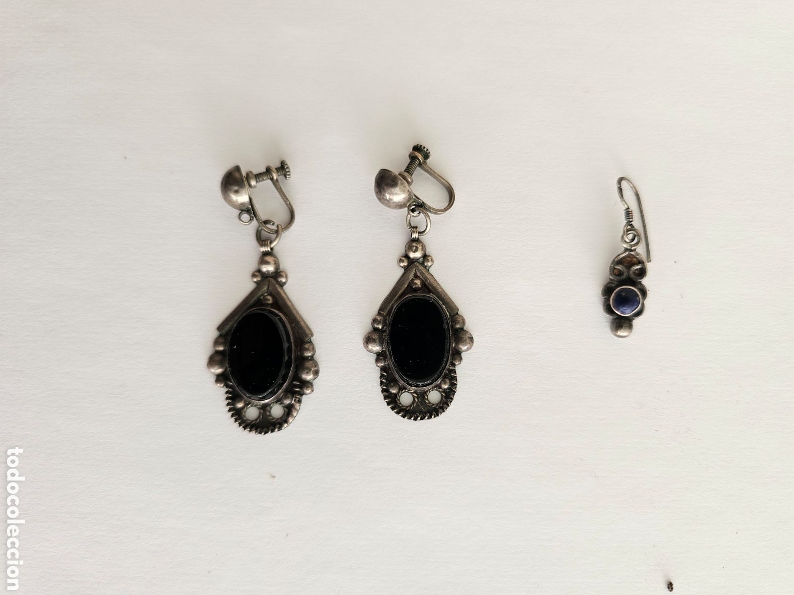 Joyeria: Pendientes de plata mejicana de estilo tradicional. Mediados XX. Vintage. 3 piezas