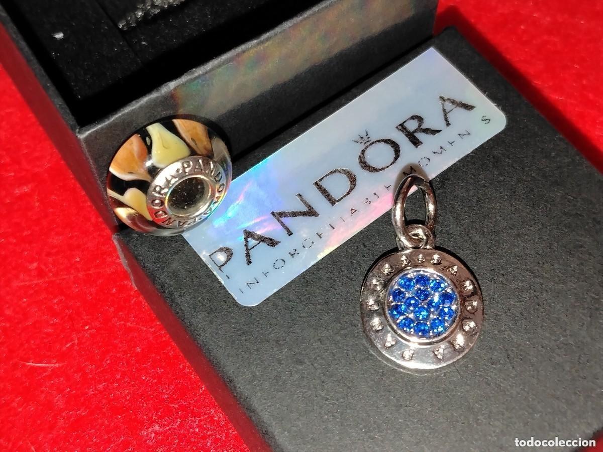Jewelry: 1 CHARM DE PANDORA CON DIJE DE PLATA 925 Y CRISTAL DE MURANO + CHARM CHAPADO EN PLATA,CIRCULO AZUL