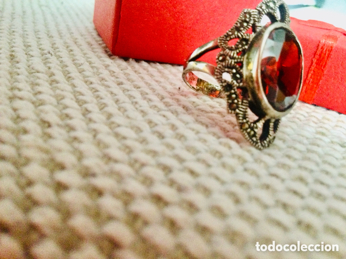 Joyeria: Anillo de plata con piedra granate biselada. - Foto 3
