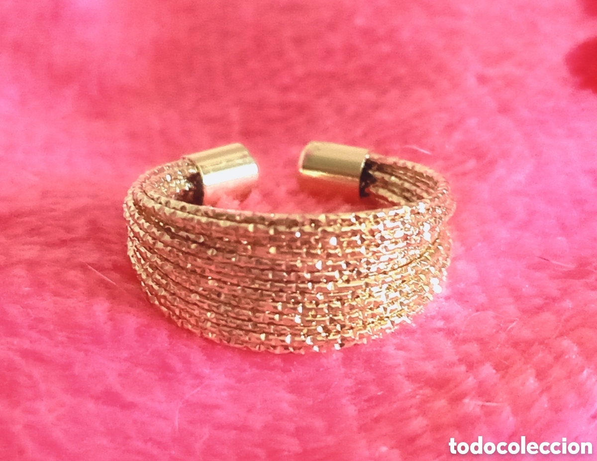 Joyeria: Original anillo de capas color dorado brillante 1cm abierto, ajustable. Muy bonito