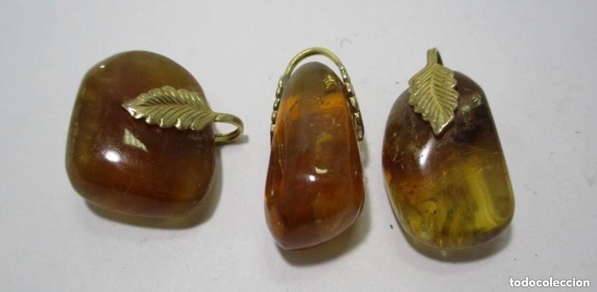 Joyeria: Lote de 3 colgantes de Calcita Miel natural &ndash; Energ&iacute;a, luz y abundancia