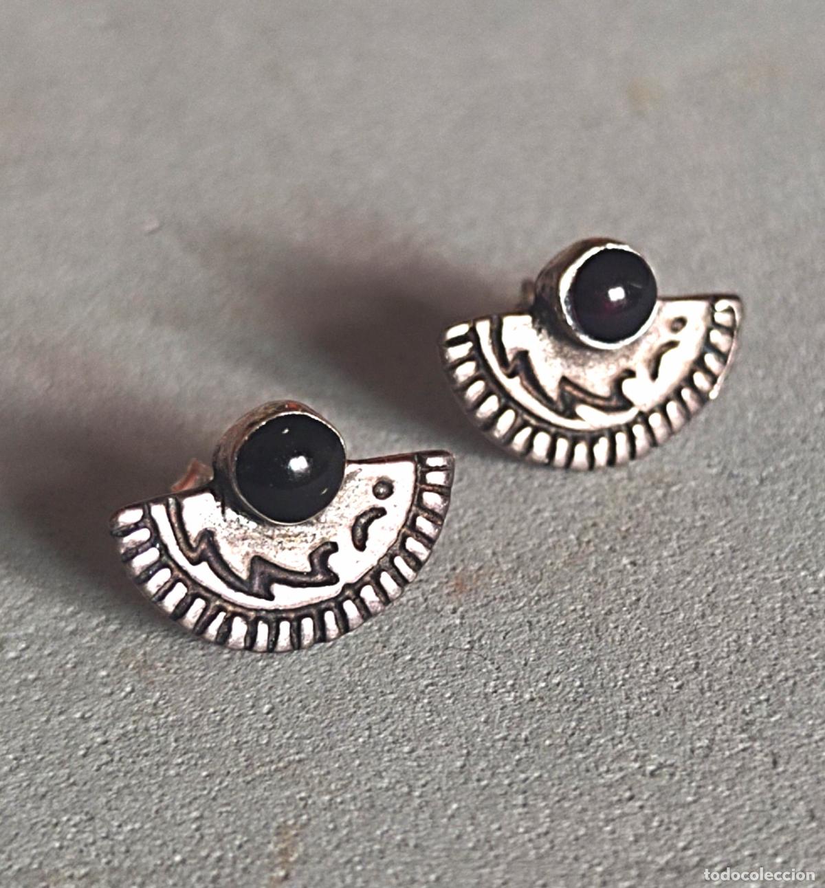 Joyeria: Pendientes de plata contrastada con piedra negra. - Foto 3