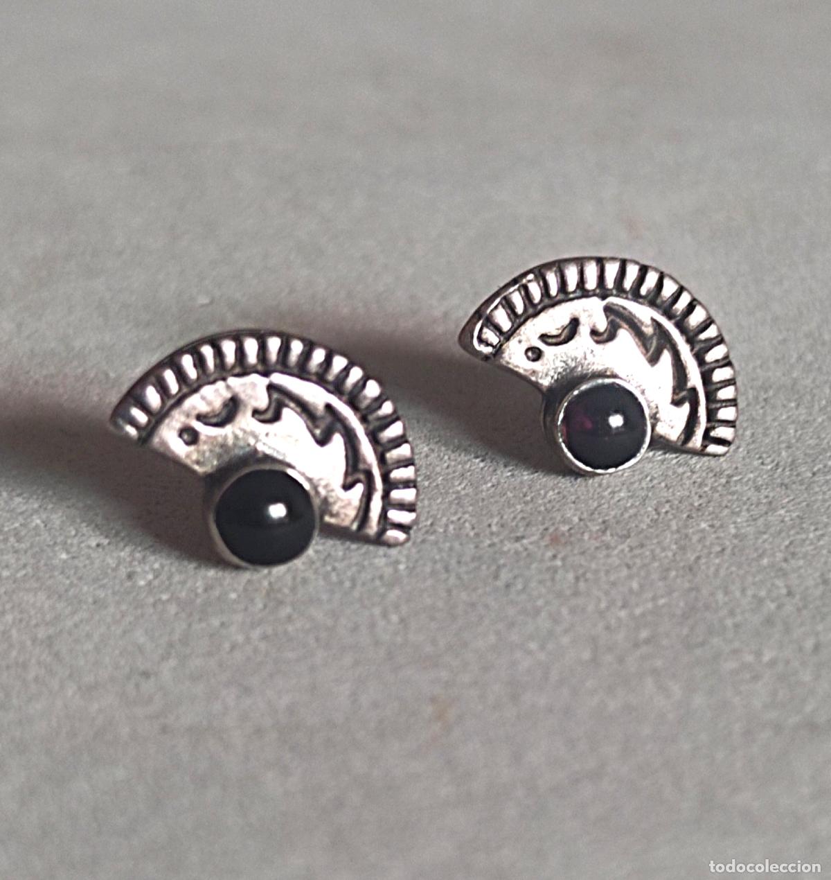 Joyeria: Pendientes de plata contrastada con piedra negra. - Foto 4