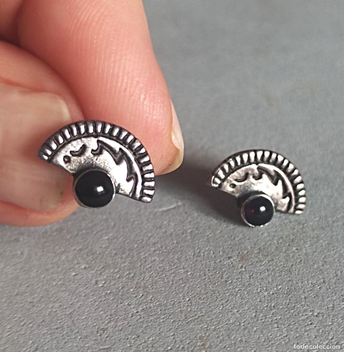 Joyeria: Pendientes de plata contrastada con piedra negra. - Foto 1