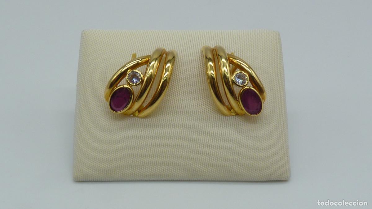 Joyeria: PENDIENTES RUB&Iacute;ES FINO Y CIRCONITAS EN ORO DE 18 KLTES.(750 MM).