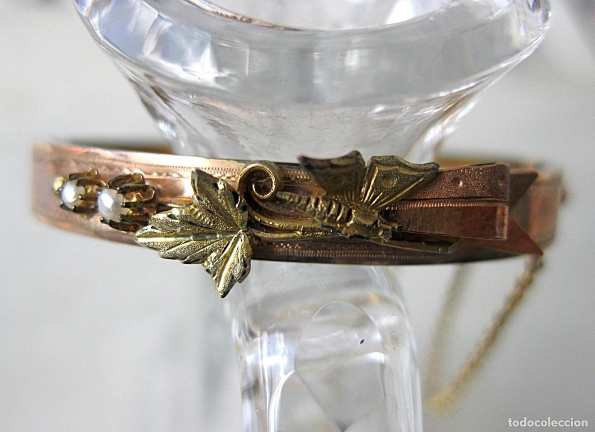 Joyeria: PULSERA ISABELINA PARA BEB&Eacute;, ORO ROSA Y ORO AMARILLO MATE Y PERLAS (CA. 1860) &iexcl;PIEZA DE COLECCI&Oacute;N!