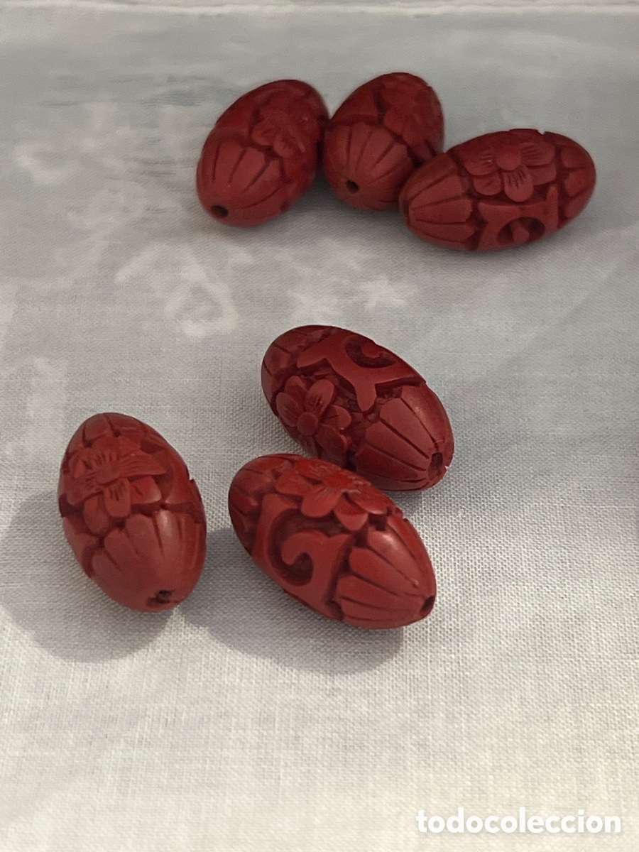 Joyeria: CONJUNTO DE CUENTAS DE CINABRIO TALLADAS - Foto 2