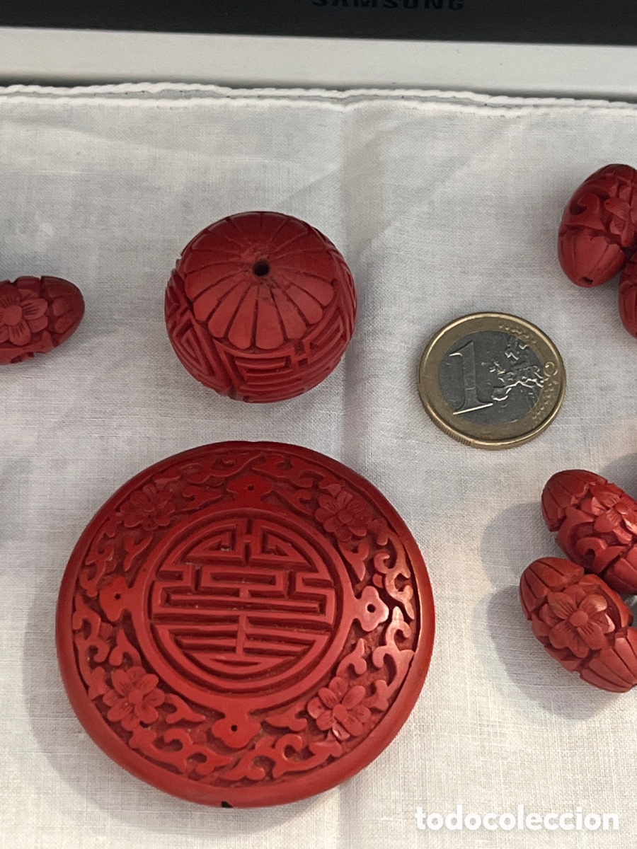 Joyeria: CONJUNTO DE CUENTAS DE CINABRIO TALLADAS - Foto 5